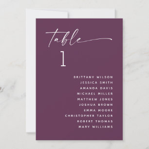 Tiefrote Pflaumen-Minimalist-Hochzeitstisch-Sitzpl Einladung