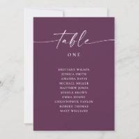 Tiefrote Pflaumen-Schrift Hochzeits-Tisch-Sitzordn