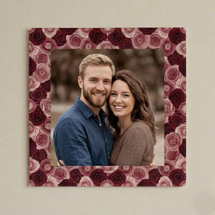 Tiefrote Rosen Blumenrand Rahmen Foto Poster