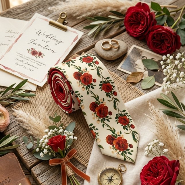 Tiefrote Rosenblüten Krawatte (Von Creator hochgeladen)