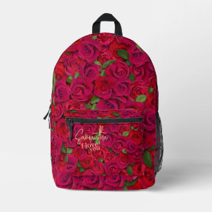 Tiefrote Rosenmuster Ich liebe dich mit individuel Bedruckter Rucksack