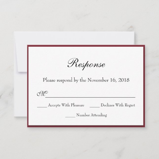 Tiefrote RSVP-Karten für Hochzeiten Einladung (Vorderseite)