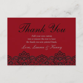 Tiefrote und schwarze Spitze danken Ihnen Karten