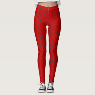 Tiefrote und schwarze Tupfen Leggings