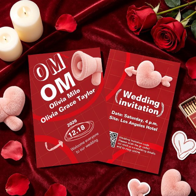 Tiefroter Plüschmaterial-Hochzeit Einladung (Von Creator hochgeladen)