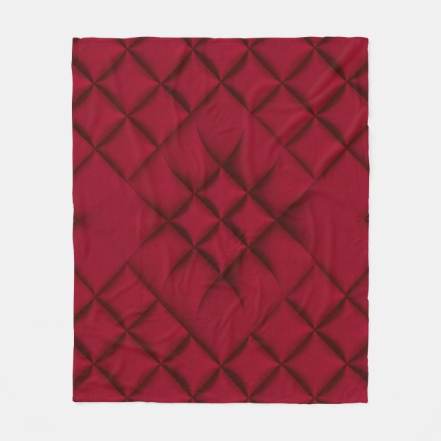 Tiefrotes gewürfeltes Leder Muster Fleecedecke (Vorderseite)