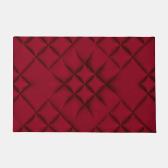 Tiefrotes gewürfeltes Leder Muster Fußmatte (Vorderseite)