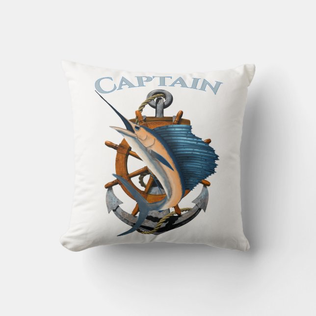 Tiefsee-Fischen Kapitän-Nautical Anchor Kissen (Vorderseite)