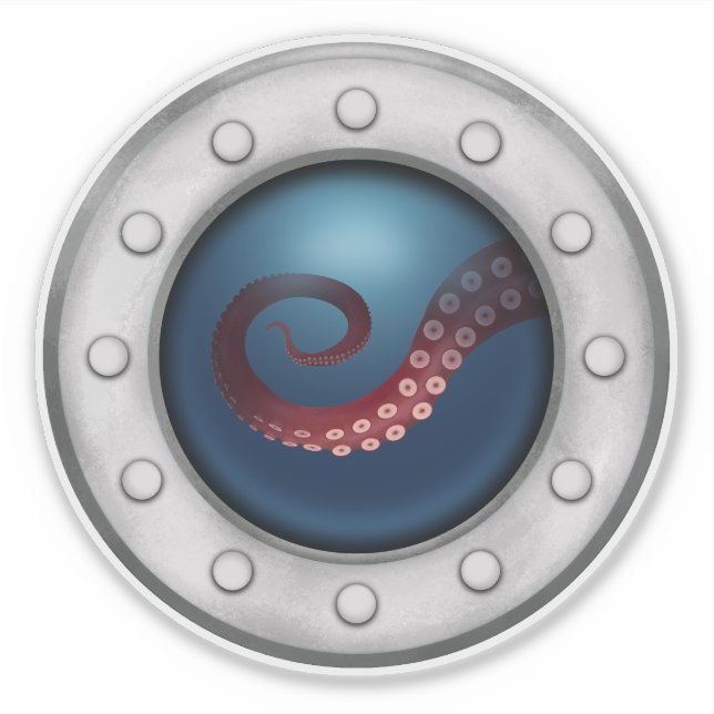 Tiefsee-Kreatur in Porthole Untersee Aufkleber (Vorderseite)
