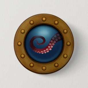 Tiefsee-Kreatur Steampunk-Ozean-Explorer Octopus Button