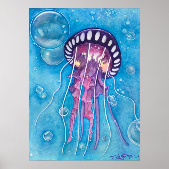 Tiefsee-Medusa Print Poster (Vorne)