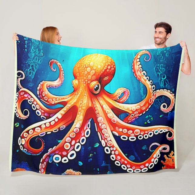 Tiefsee-Octopus-Glow-Design Fleecedecke (Beispiel)