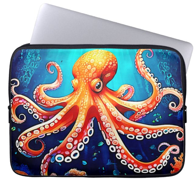 Tiefsee-Octopus-Glow-Design Laptopschutzhülle (Vorderseite)
