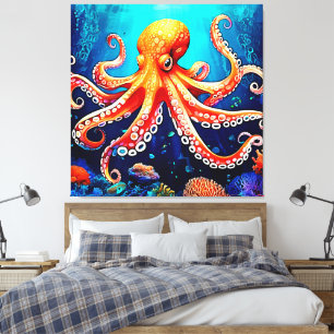 Tiefsee-Octopus-Glow-Design Leinwanddruck