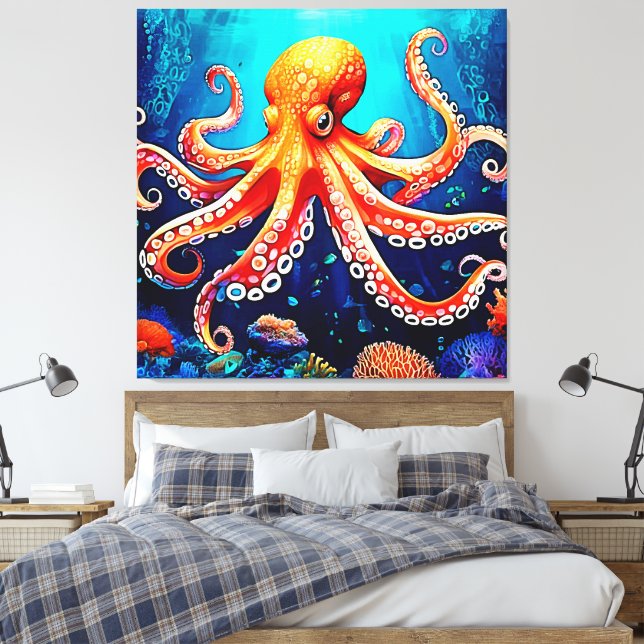 Tiefsee-Octopus-Glow-Design Leinwanddruck (Insitu (Schlafzimmer))