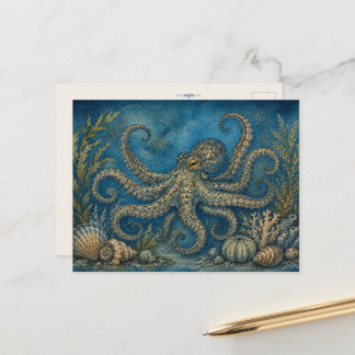 Tiefsee-Oktopus-Postkarte Aquarell inspiriert Postkarte