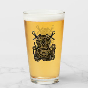 Tiefsee, Ozean-Glockentaucher, Oktopus, Anker, Glas