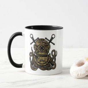 Tiefsee, Ozean-Glockentaucher, Oktopus, Anker, Tasse