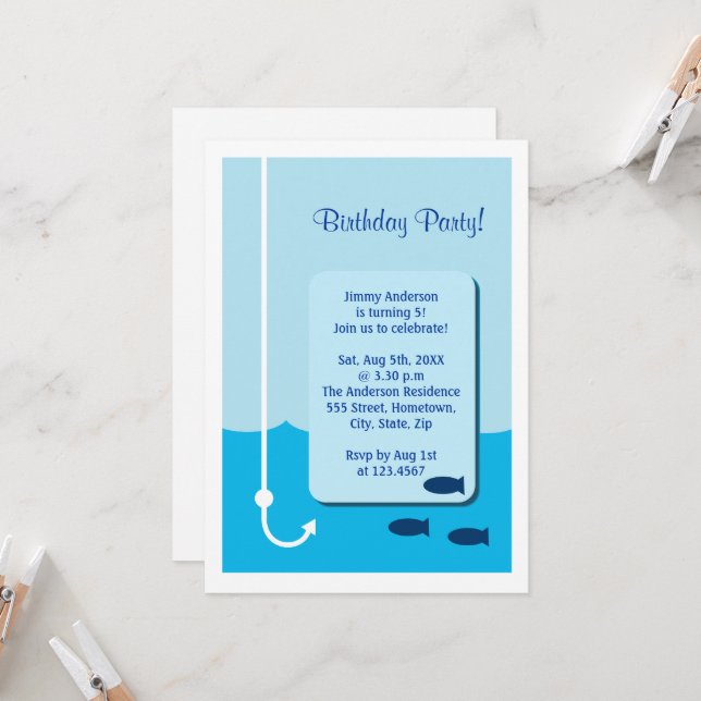 Tiefseefischerei Einladung (Vorderseite/Rückseite Beispiel)