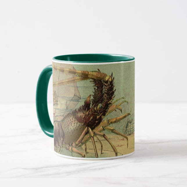 Tiefseegarnelen, Vintage Meerestiere Tasse (Vorderseite Links)