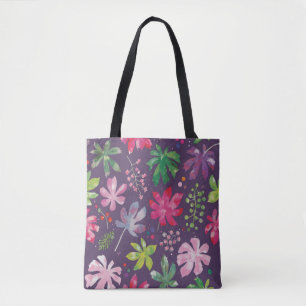 Tiefviolette Floral Burst Muster-Tasche Tasche