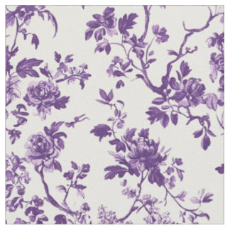 Tiefviolette Floral Toile Stoff