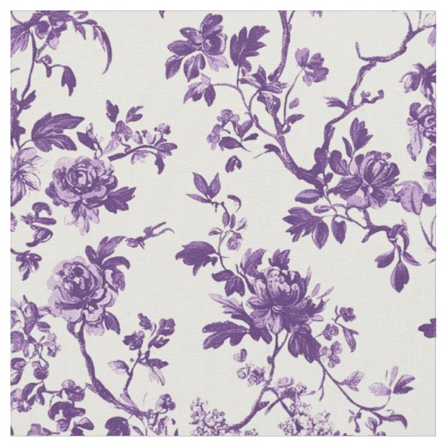 Tiefviolette Floral Toile Stoff (Nahaufnahme)