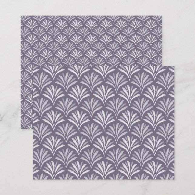 Tiefviolette gewellte Blumen-Fächer-Schabkunstpapi (Vorne/Hinten)