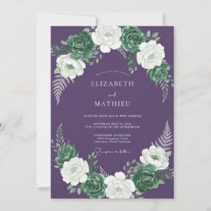 Tiefviolette, launische Winterhochzeit Einladung