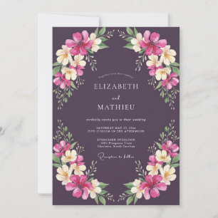Tiefviolette Lilien-Hochzeit Einladung