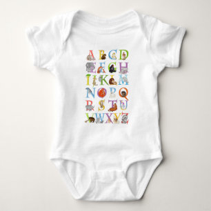 Tier ABC Baby Bodysuit (blaue Version) Baby Strampler
