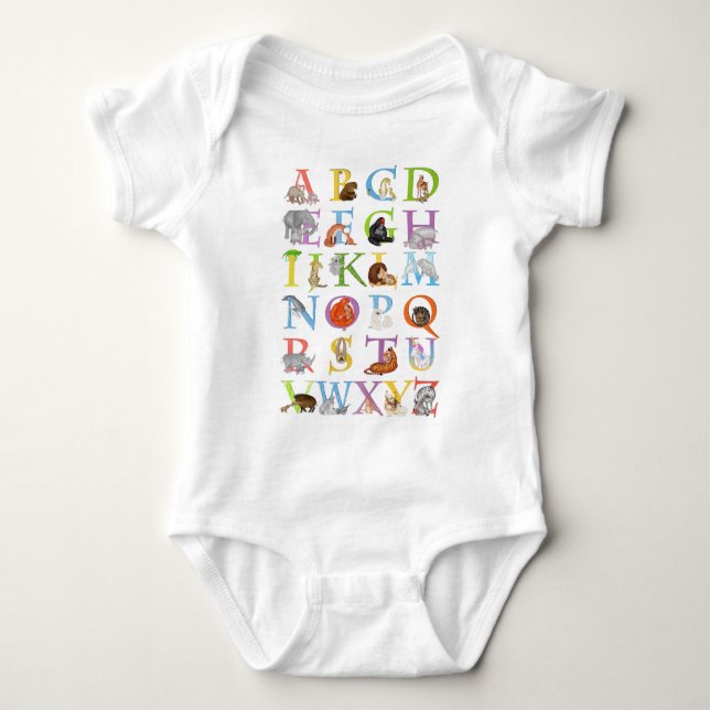 Tier ABC Baby Bodysuit (blaue Version) Strampler (Vorderseite)