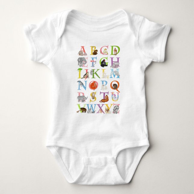 Tier ABC Baby Bodysuit Strampler (Vorderseite)