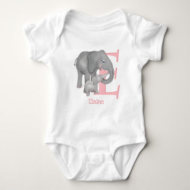 Tier ABC E ist für Elefantenbaby-Bodysuit Baby Strampler (Vorderseite)