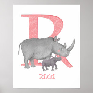 Tier-ABC R steht für Rhinozeros-Druck Poster