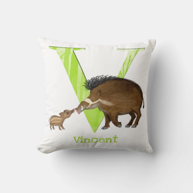 Tier ABC V ist für Visayan Warty Schweine Kissen (Vorderseite)