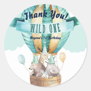 Tier Abenteuer Wasserfarbe Boho WILD ONE 1 1. Runder Aufkleber