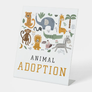 Tier Adoption Zwei Wildtiere Safari Tiere Sockelschild