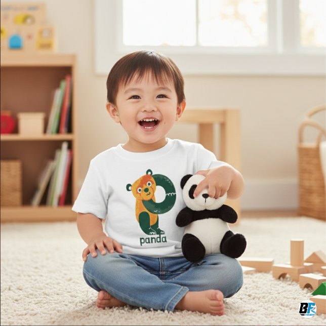 Tier Alphabet P für Panda Baby T-shirt (Von Creator hochgeladen)