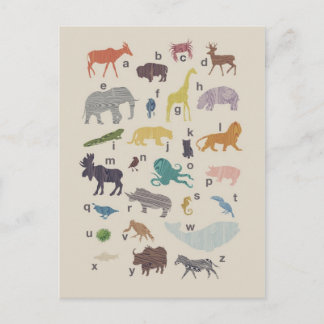 Tier-Alphabet-Postkarte Postkarte