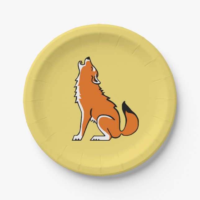 Tier! Cool Red WOLF - Wildlife - Yellow Pappteller (Vorderseite)