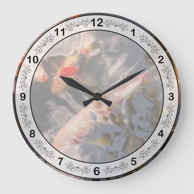 Tier - Fisch - Koi sein Große Wanduhr (Vorderseite)