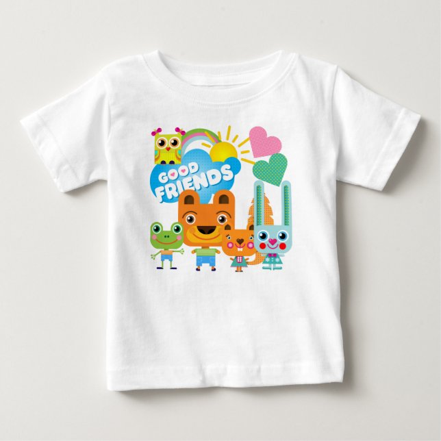 Tier-gute Freunde Baby T-shirt (Vorderseite)