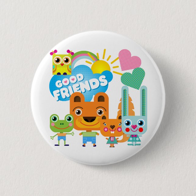 Tier-gute Freunde Button (Vorderseite)