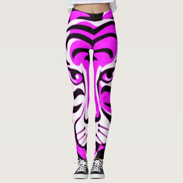 Tier-Leggings Tiger der Cartoon-Fantasie lila Leggings (Vorderseite)