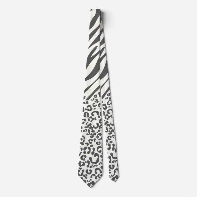 Tier Leopard Zebra Muster Krawatte (Vorderseite)