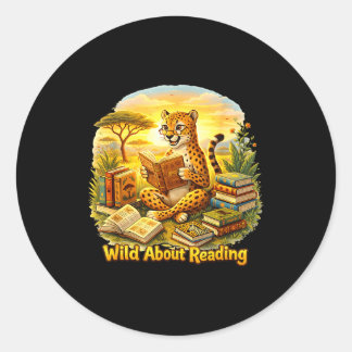 Tier lustig wild über lesen Gepard liest Buch Runder Aufkleber