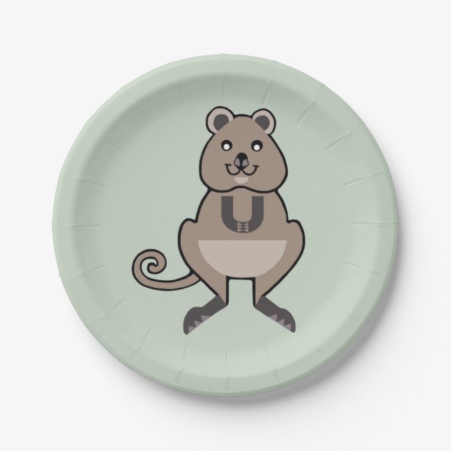Tier - Niedlich - glücklicher QUOKKA - Papierplatt Pappteller (Vorderseite)