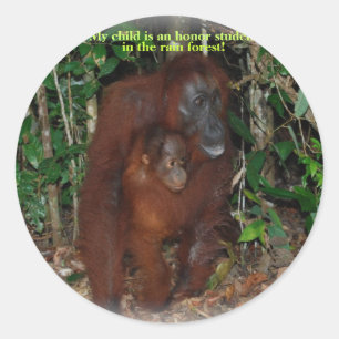 Tier-Orang-Utan Dschungel-Familie Runder Aufkleber