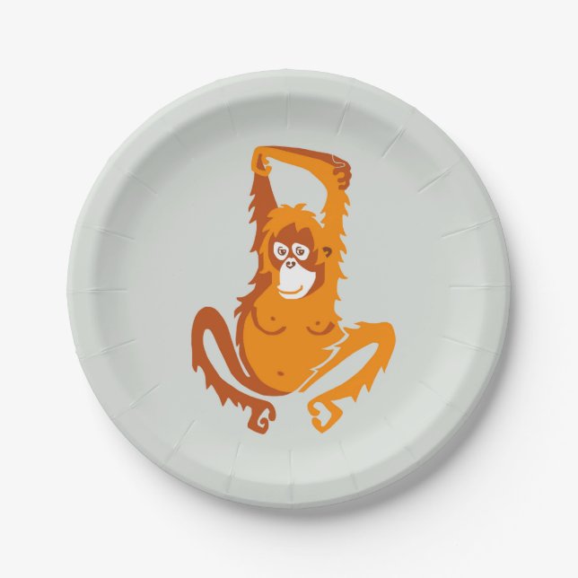 Tier- ORANGUTAN - Wildtiere - Natur- Party Pappteller (Vorderseite)